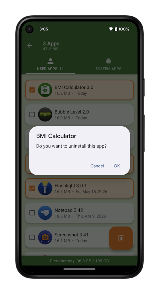 Uninstaller screenshot