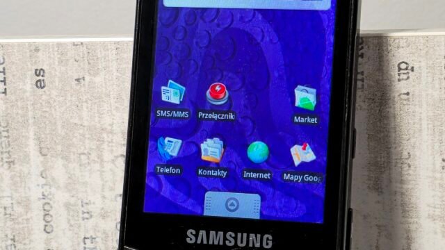 Samsung Galaxy smartphone in black, front view