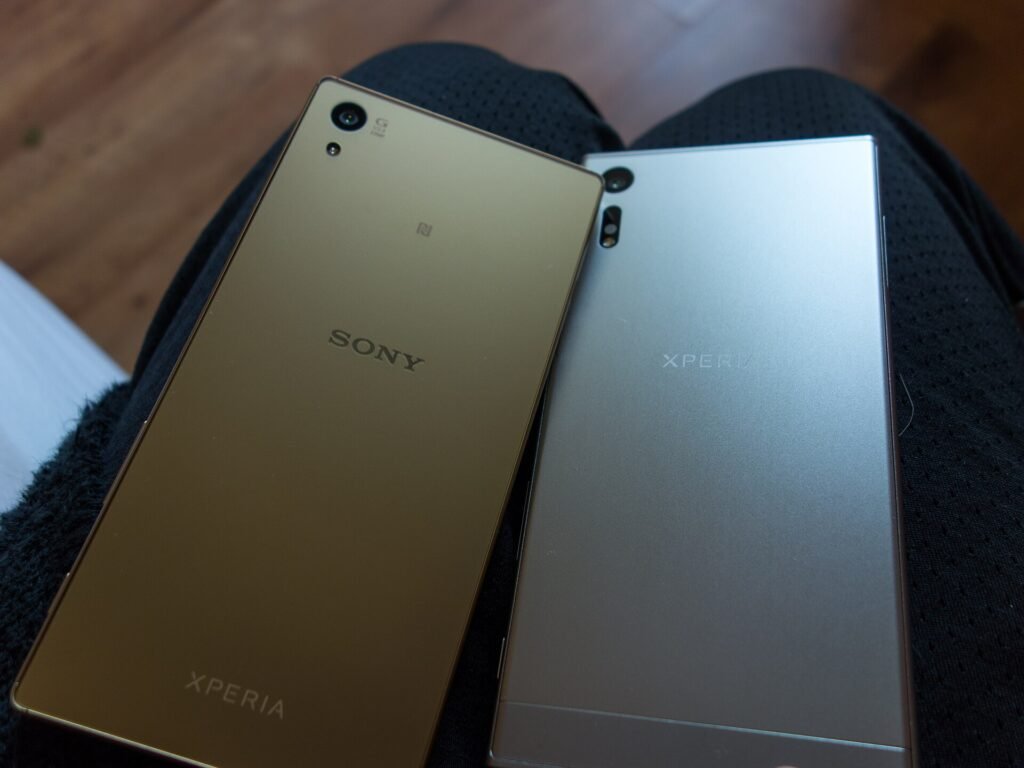 Two Sony Xperia phones with prominent rear cameras